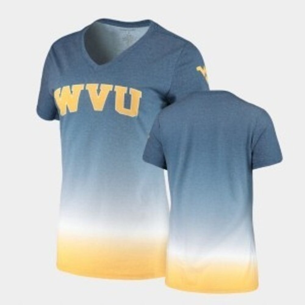 Boxercraft‎ WVU Mountaineers V-Neck T-Shirt Ombre Graphic Tee Medium NWT